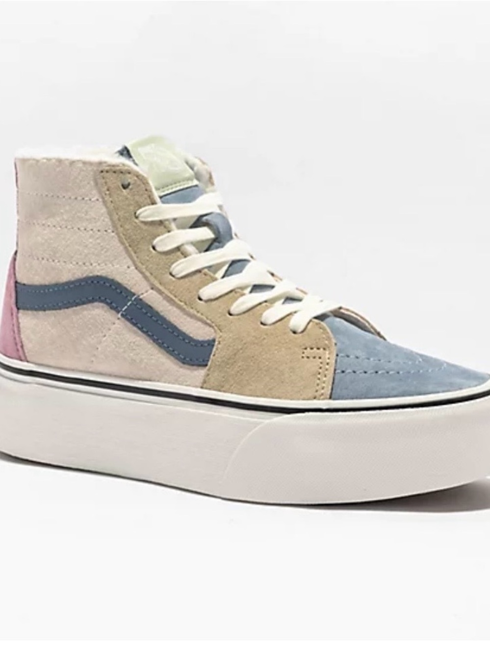 Vans Sk8-Hi Blue & Pink Sherpa Platform Sneakers, like new